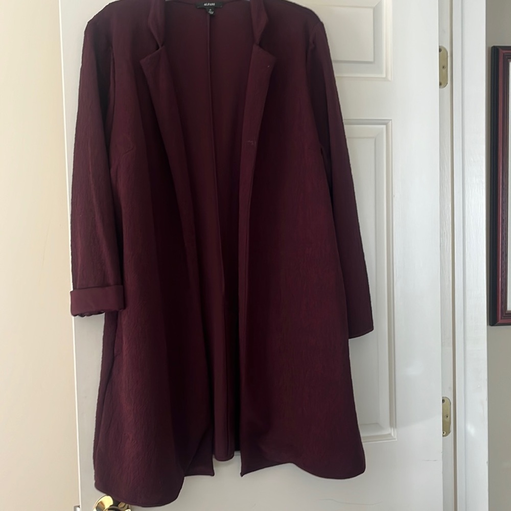 Long wine burgundy Alfani jacket blazer lightweight XL